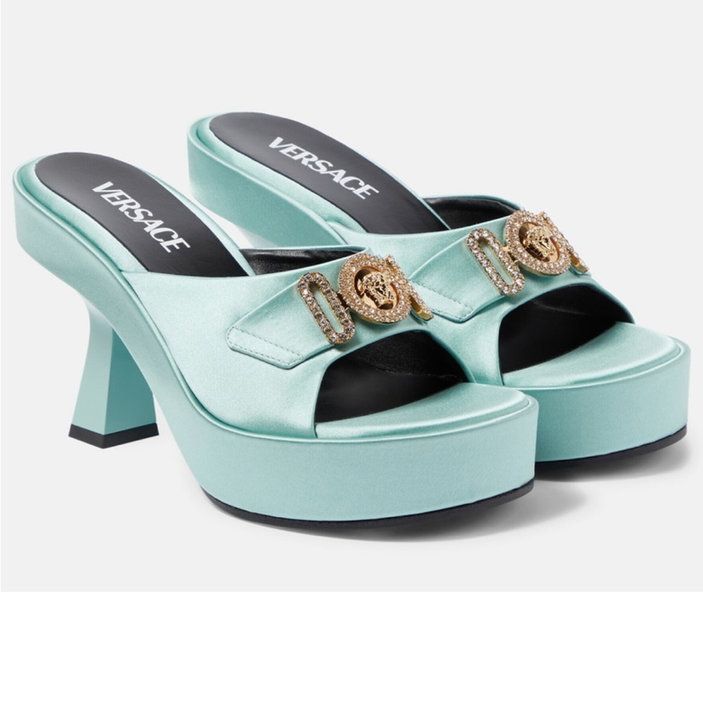 NWT Versace - Medusa Biggie Satin Mules Authentic